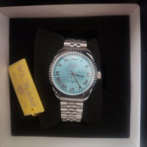 Invicta Silver Watch with Aqua Blue Dial
